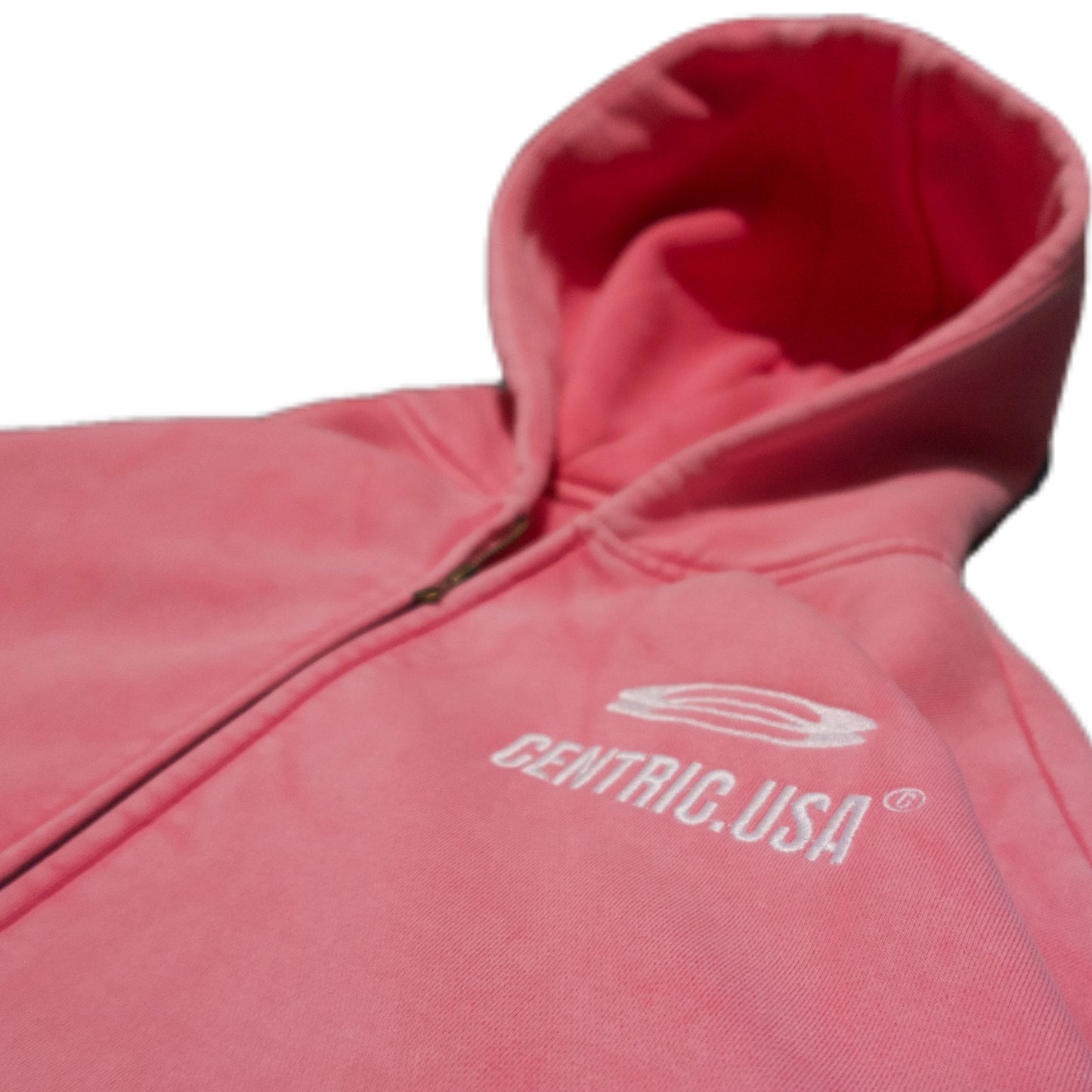 Acid washed “Embroidered logo zip”