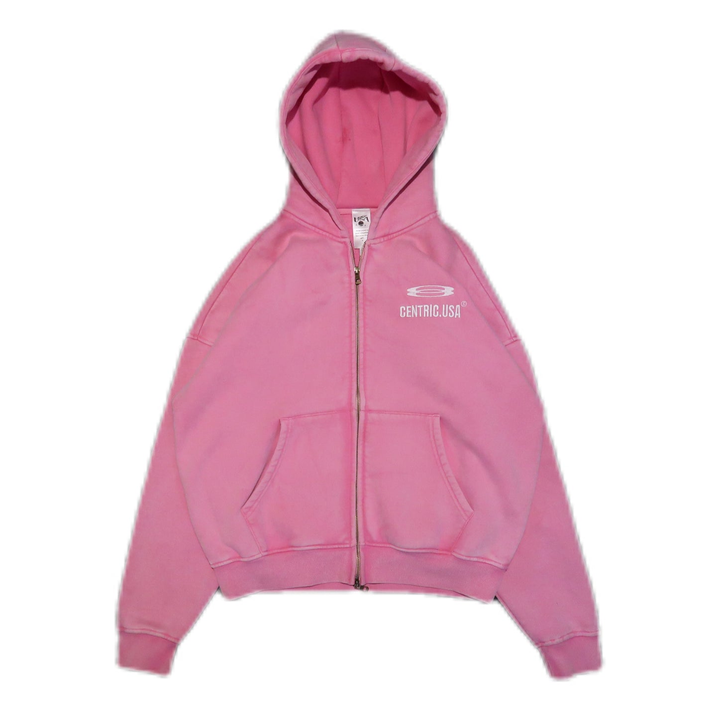 Acid washed “Embroidered logo zip”