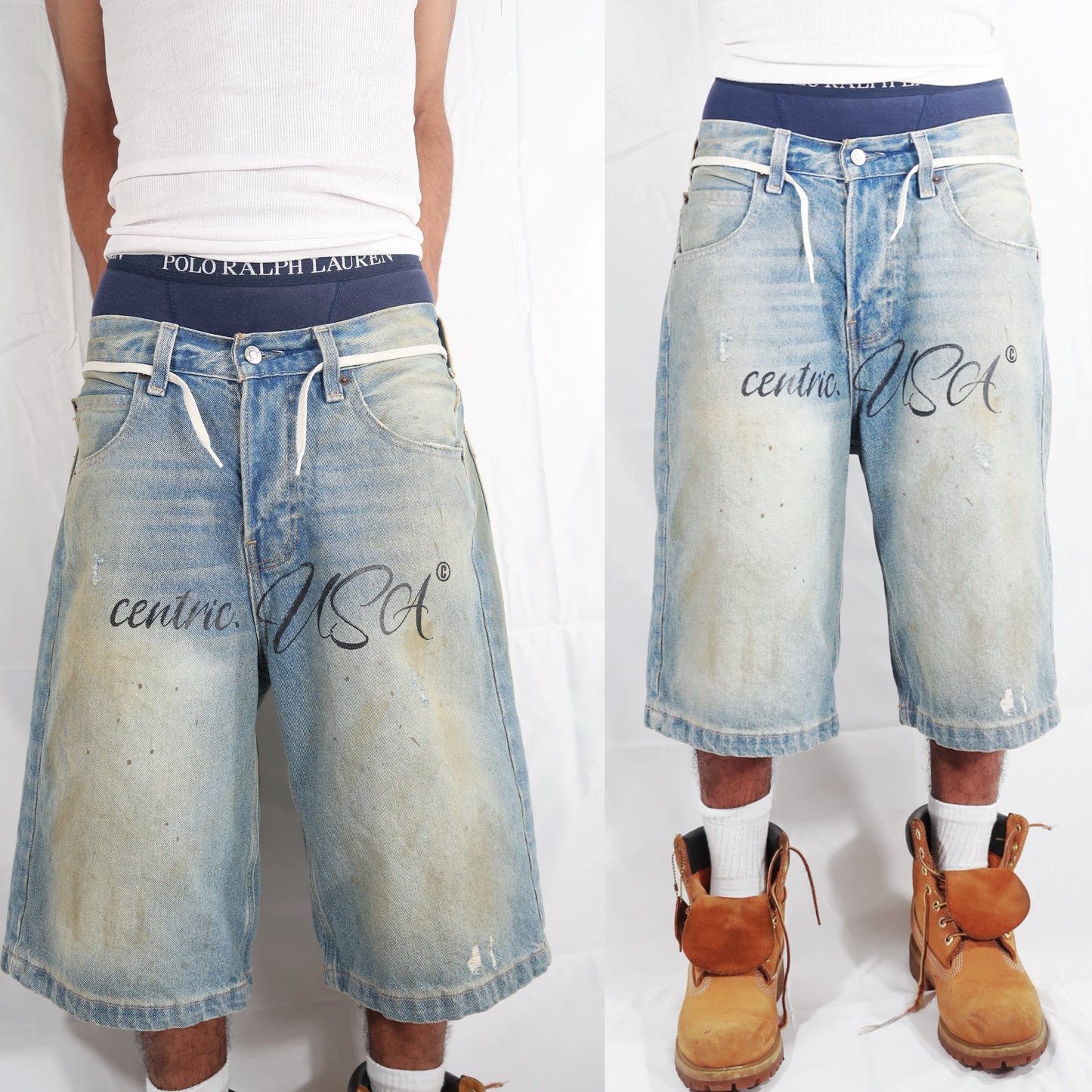 Centric Rustic-wash Denim shorts