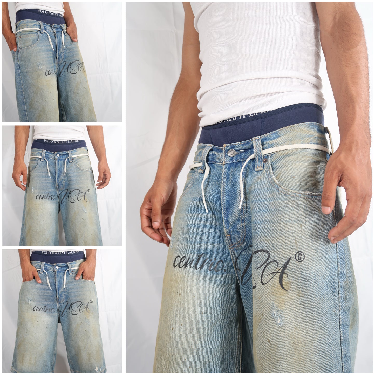 Centric Rustic-wash Denim shorts