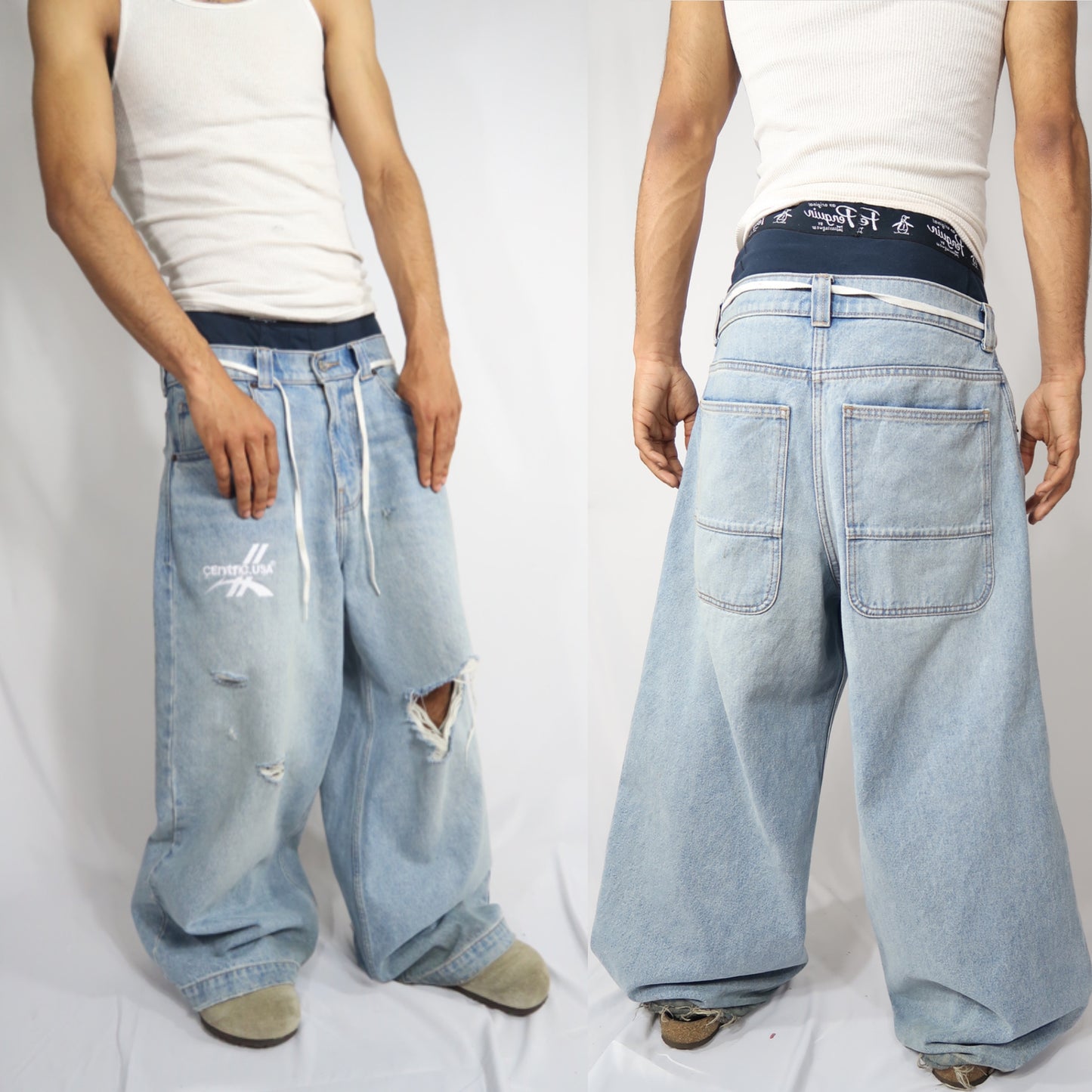 Damaged Medium Wash Centric Denim
