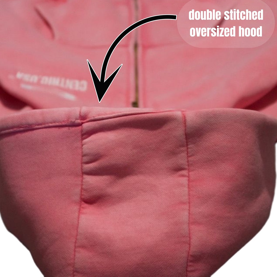 Acid washed “Embroidered logo zip”