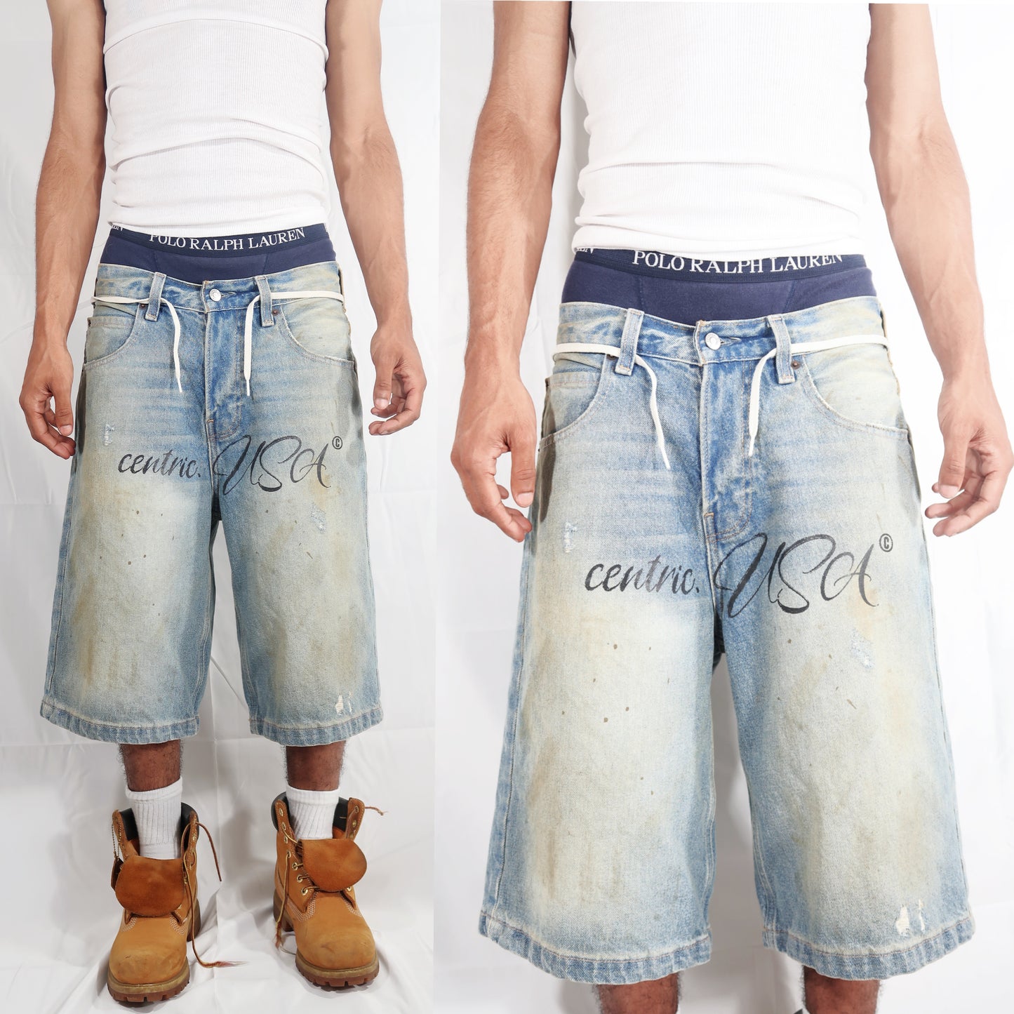 Centric Rustic-wash Denim shorts