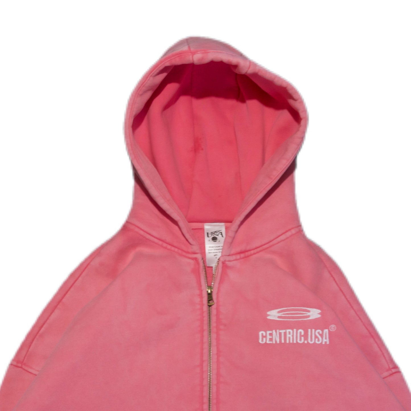 Acid washed “Embroidered logo zip”