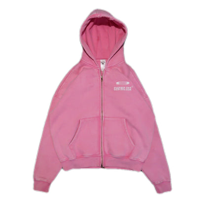 Acid washed “Embroidered logo zip”