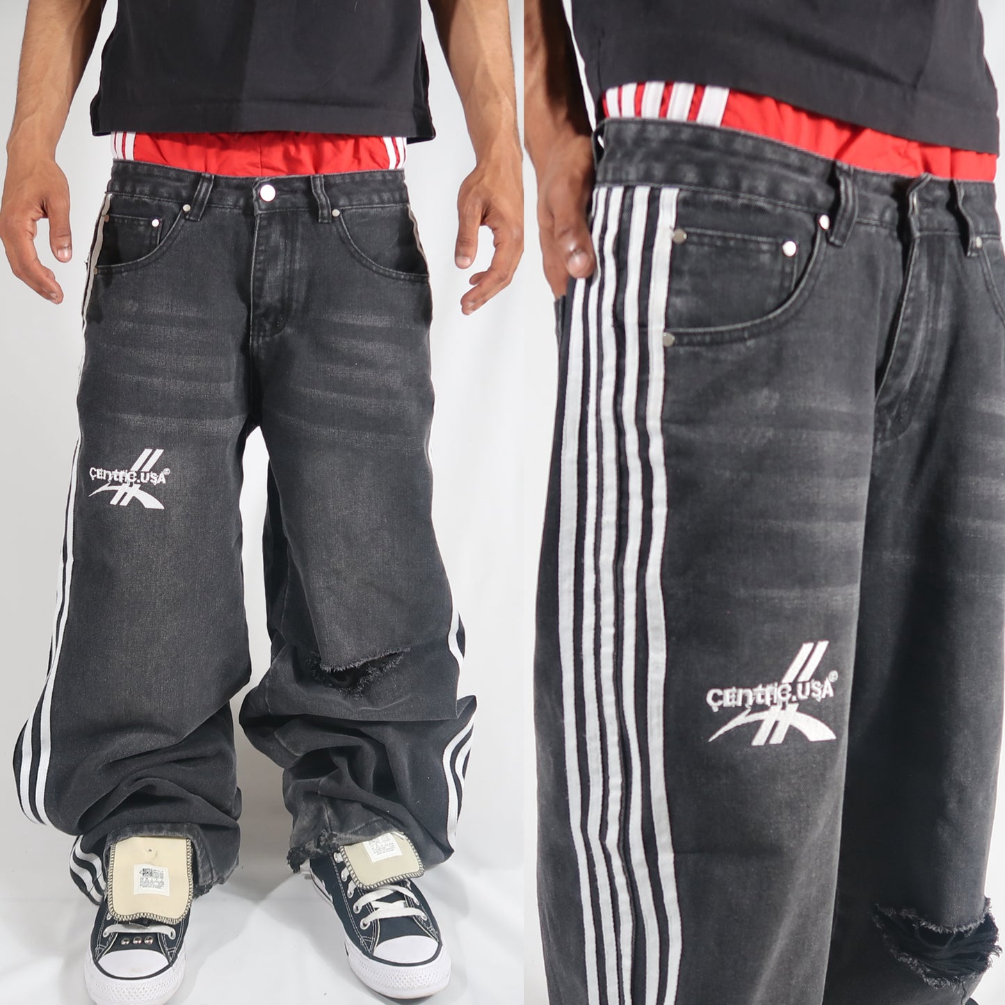 V2 track Denim washed black