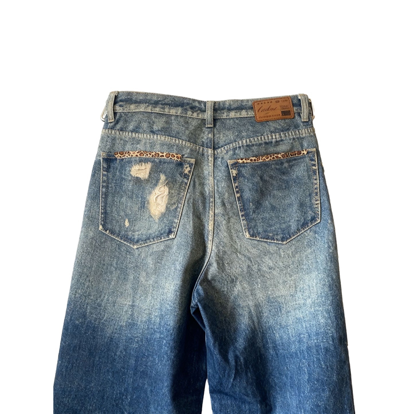 “Hidden Leopard” Distressed Denim