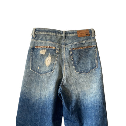 “Hidden Leopard” Distressed Denim