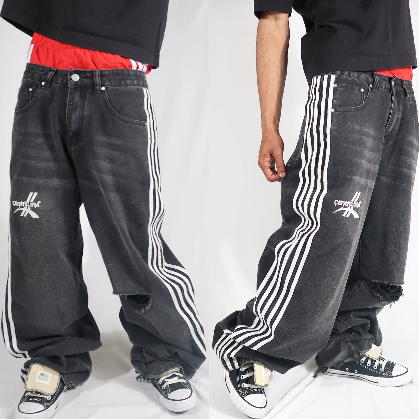V2 track Denim washed black