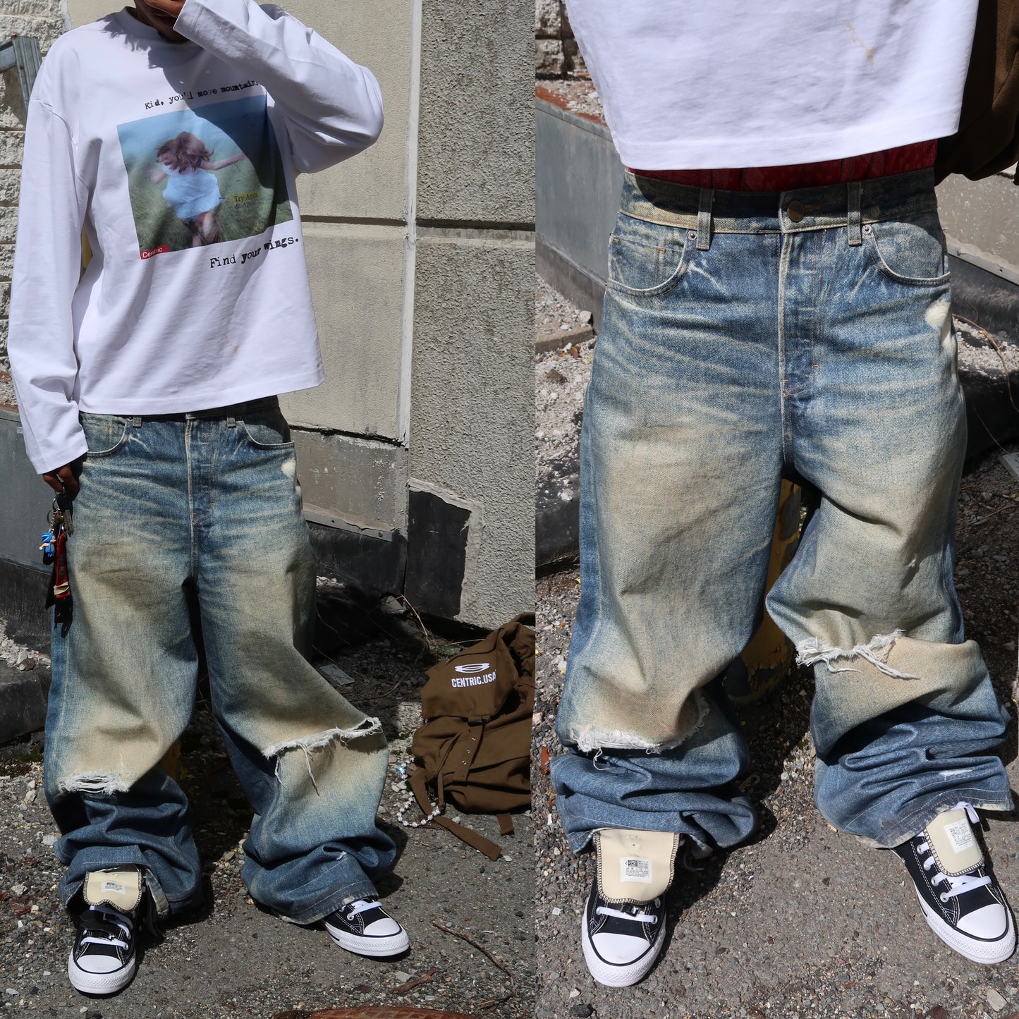 “Hidden Leopard” Distressed Denim
