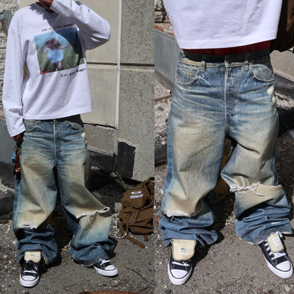 “Hidden Leopard” Distressed Denim
