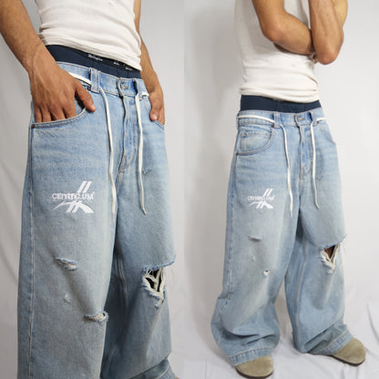 Damaged Medium Wash Centric Denim