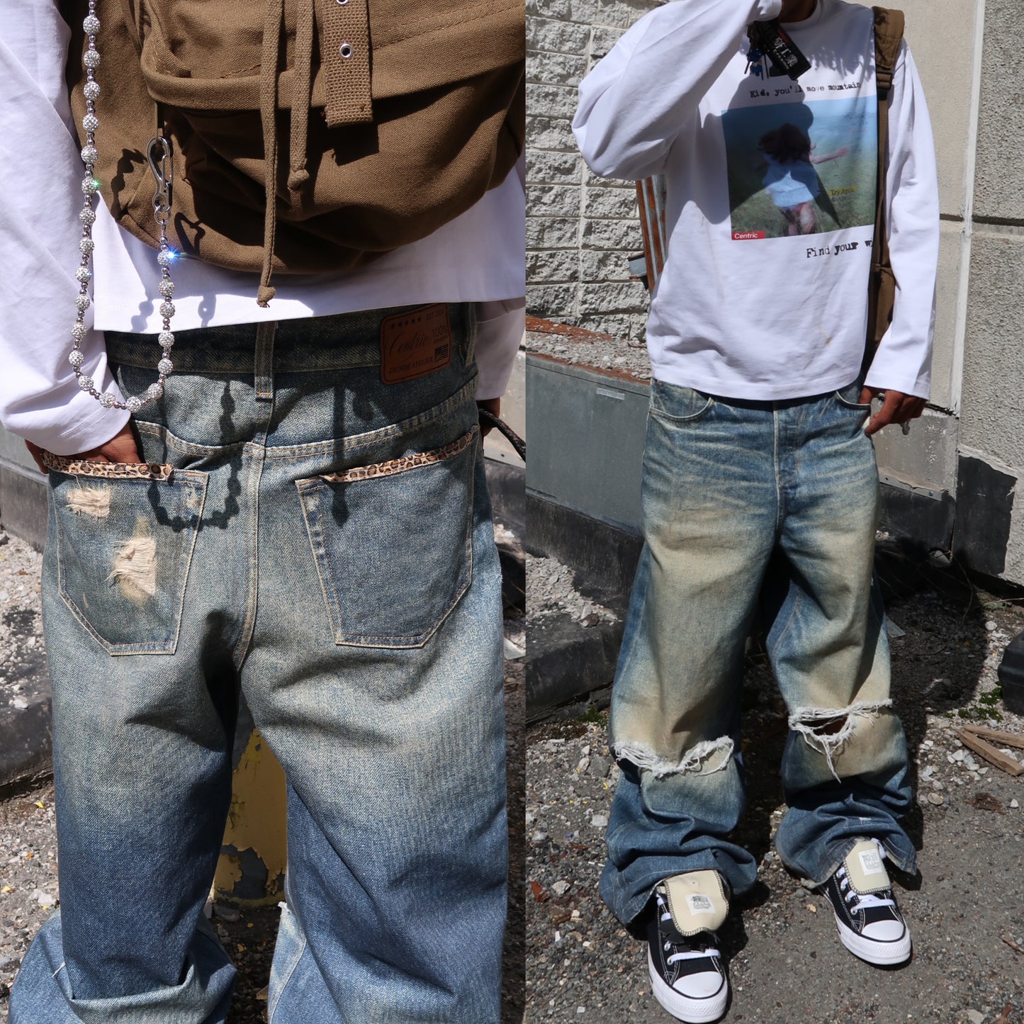 “Hidden Leopard” Distressed Denim