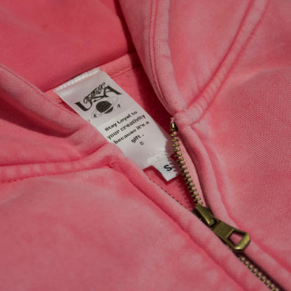 Acid washed “Embroidered logo zip”